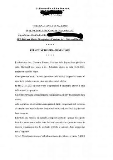 Liquidazione Giudiziale n. 42/2023 Trib. Pa